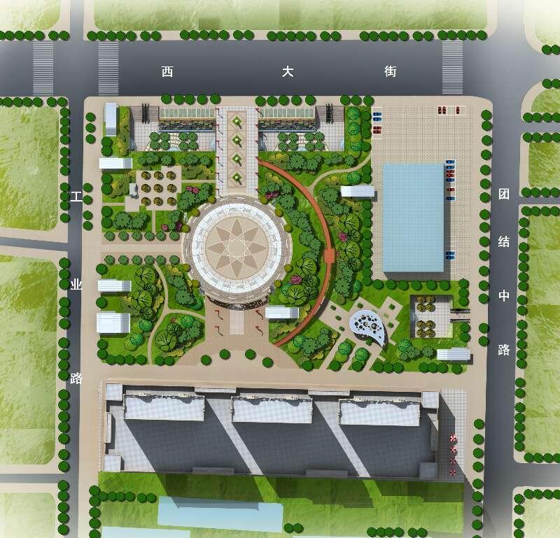 项城广场,鸟瞰图设计，郑州园林景观设计公司，http://ydyl.ylzds.com/